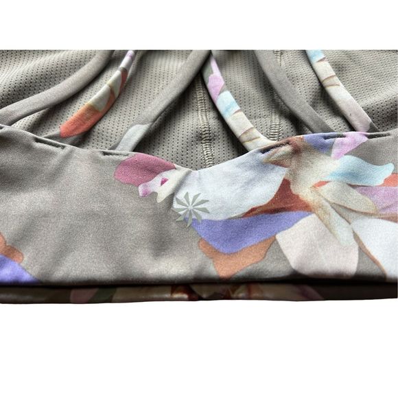 Athleta Hyper Focused Sports Bra Grey Floral size large - Picture 5 of 9